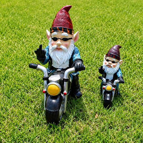 1pcs garden gnomes riding - 1pcs, bike