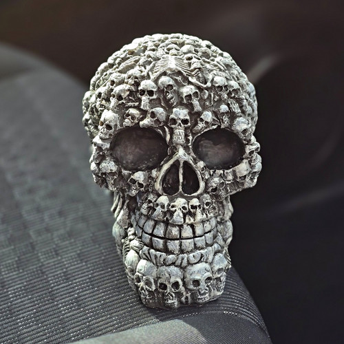 Grey skull figurine - grey, covered