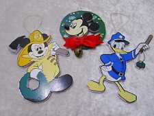 3 x Wooden Jumping Jack Ornament Disney Mickey Donald - Vintage