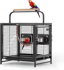 Lightweight Portable Bird Travel Carrier Cage Wood Handle Perch Side Front Door