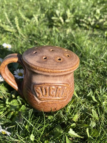 Vintage stoneware sugar shaker - vintage,
