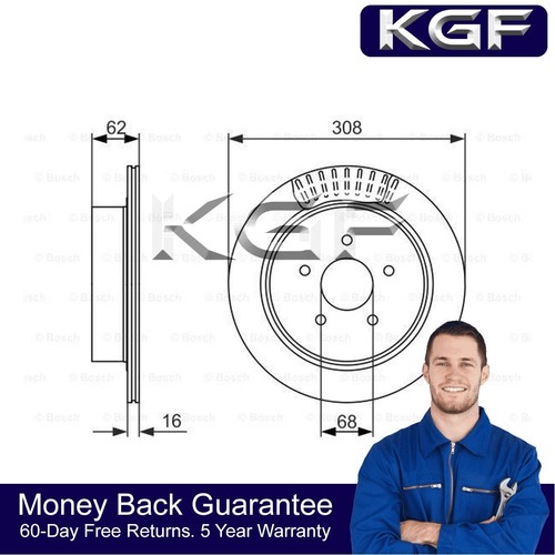 Kgf rear brake disc - rear, fits