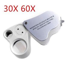 Double 30X 60X Jewelers  Loupe Lens Magnifier Magnifying Glass Hydroponics