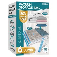 Space Saver Vacuum Storage Bags, 6 Pack Jumbo Space Saver Bags with Pump, Sto...