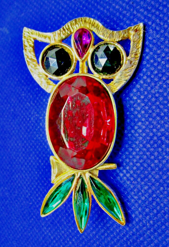 Colorful owl brooch pin big - colorful,