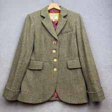JOULES Tweed Jacket UK 10 Toad Green MELBURY Wool Parade Blazer Hacking Plaid