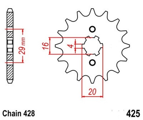 Pinion 13t pitch 428 - 13t, for