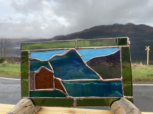 Stained glass land scape panel - land,