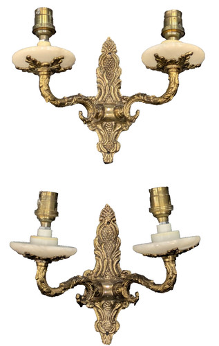 Pair vintage alabaster - alabaster, &