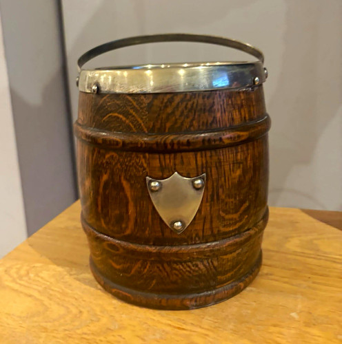 Vintage wooden barrel - wooden, biscuit