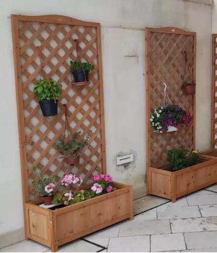 Tall wooden garden planter - garden,