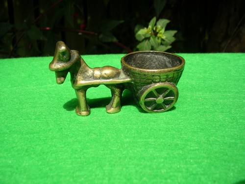 Vintage brass donkey cart - vintage,