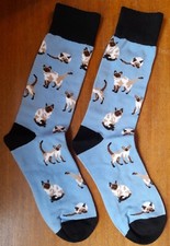 Novelty Siamese Cat Socks Thai Burmese Kitten Pet Animal Feline Kitty Blue Gift