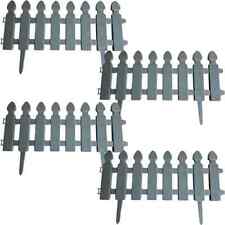4 x Grey Plastic Wooden Effect Lawn Grass Border Edge Garden Edging Picket Fence