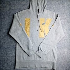 NIKE HOODIE MENS SIZE SMALL RARE GOLD SPELL OUT LOGO ON FRONT - RARE TOP