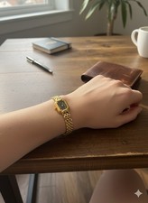 NEW Philip Persio Ladies Gold Tone Square Watch Black Dial Diamond Markers NWT