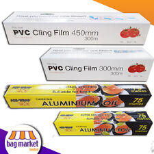 Kitchen Cling Film and Aluminium Tin Foil Wrap - 300mm / 450mm - Food Catering
