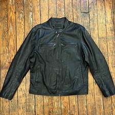 Banana Republic Lamb Leather Moto Jacket Men’s Large Black Cafe Racer