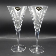 Tear Drop Lead Crystal Large Champagne Glasses Wine Flutes Set of Two