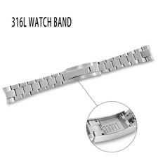 316L Steel Watch Strap 20mm Pull Teeth Clasp Watchband Strap for SUB Watch Parts