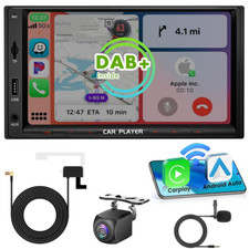 7" Car Wireless CarPlay Stereo Radio Player Built-in DAB+ RDS/FM+Mic+IP69 CAMERA