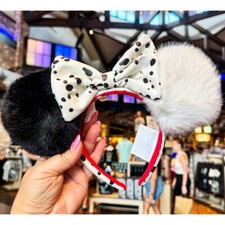 NEW 101 Dalmations Cruella Devil Fluffy Minnie Mouse Ears Disney- Parks Headband