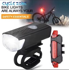 kit Set Completo Luci Bicicletta Avanti e Dietro Ricaricabile USB Faro Fanale
