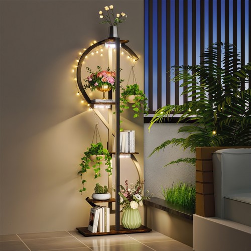 Curve lighted plant stand - lighted,