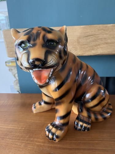 Vintage italian ceramic tiger - italian,
