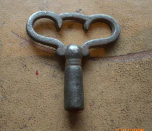Vintage steel clock key - vintage,
