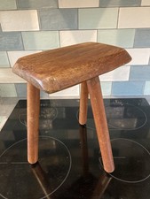 Vintage Wooden Rustic Handmade 3 Legged Stool UNUSUAL 30.5cm Tall 25cm Widest