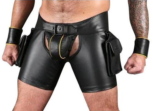 Mens real leather chaps shorts - chaps,