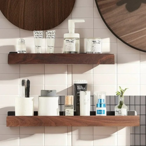 Wooden bathroom shelf wall - wooden,