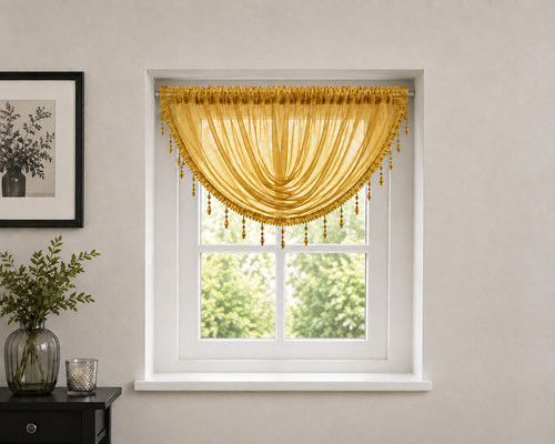 Plain beaded voile swag net - plain,