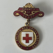 Vintage Red Cross Society nurses Medal Pin badge County Of Derby nursing