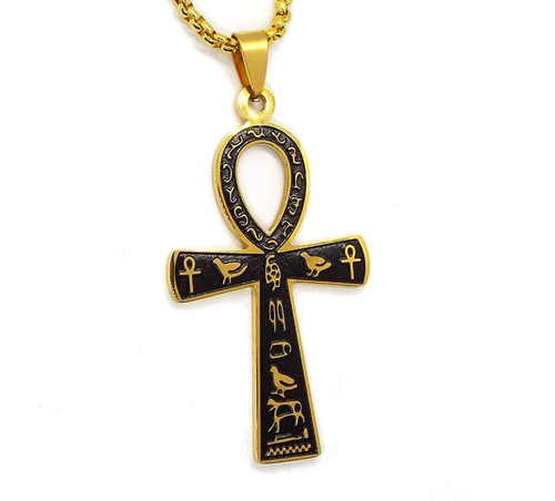 Golden steel egyptian ankh - steel,