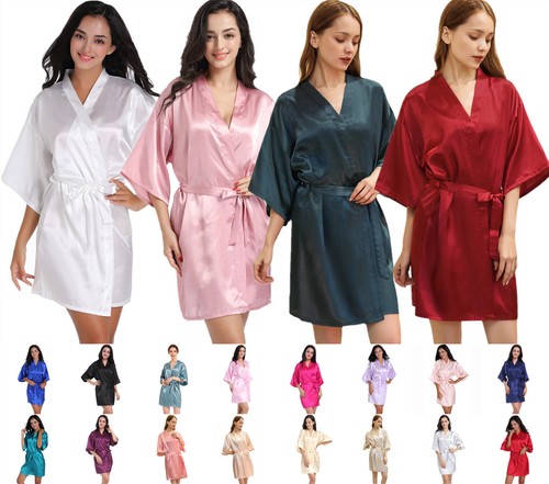 Plain satin silk robe - uk,