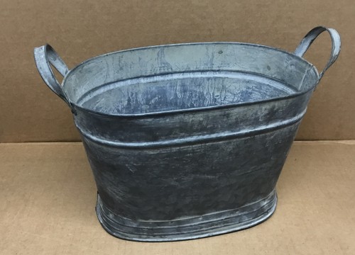 Vintage galvanized oval tub - galvanized,