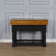 Kitchen Island,  Butchers Block , Three Drawers , Handmade , Black Colour