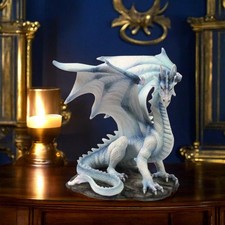 White Dragon of Wisdom Fantasy Art Figurine Gothic Statue Ornament Sculpture