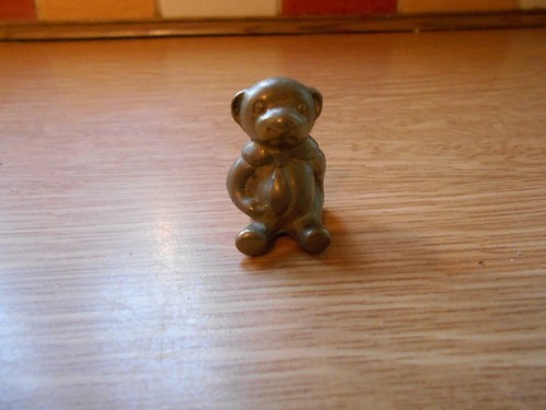 Small solid brass bear figure - solid,
