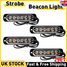 8x 6LED Amber Recovery Strobe Marker Light Flashing Light Bar Beacon Car 12/24V