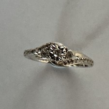 H Samuel 9ct White Gold 0.15 carat Diamond Ring Size L 1/2