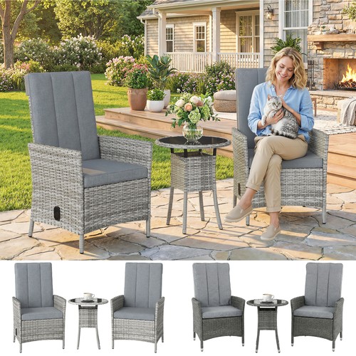 Rattan bistro set reclining - rattan,
