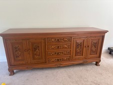 Unique Large Sideboard with 4 Drawers - Intricate Carved Teak