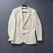 Reiss Mens jacket size 38 Spark Single Breasted Slim Fit Moleskin Blazer stone