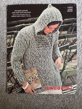Vintage Pingouin Knitting Pattern No. 7660 hooded anorak 34-40