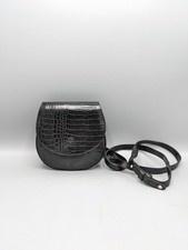 Mulberry Vintage Small Saddle Crossbody Bag in  Black Croc Print Leather