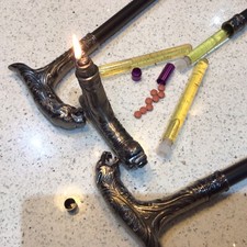 Walking/Gadget Tippling Stick Panther Derby Handle Lighter, Flasks & Pill Holder