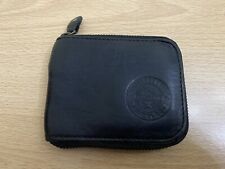 Superdry Classic Leather Zipped Wallet - Black With Embossed Logo - Used